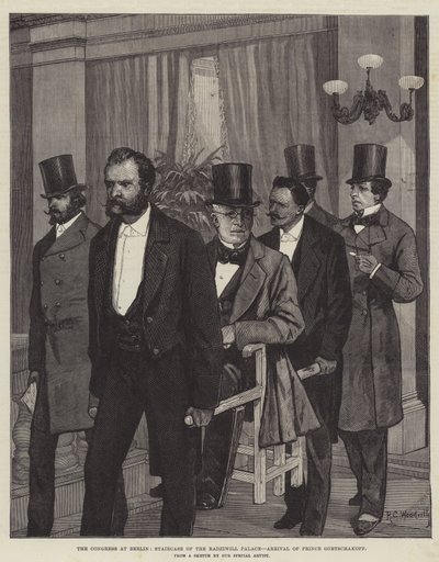 Il Congresso di Berlino, Scalinata del Palazzo Radziwill, Arrivo del Principe Gortschakoff da Richard Caton Woodville junior